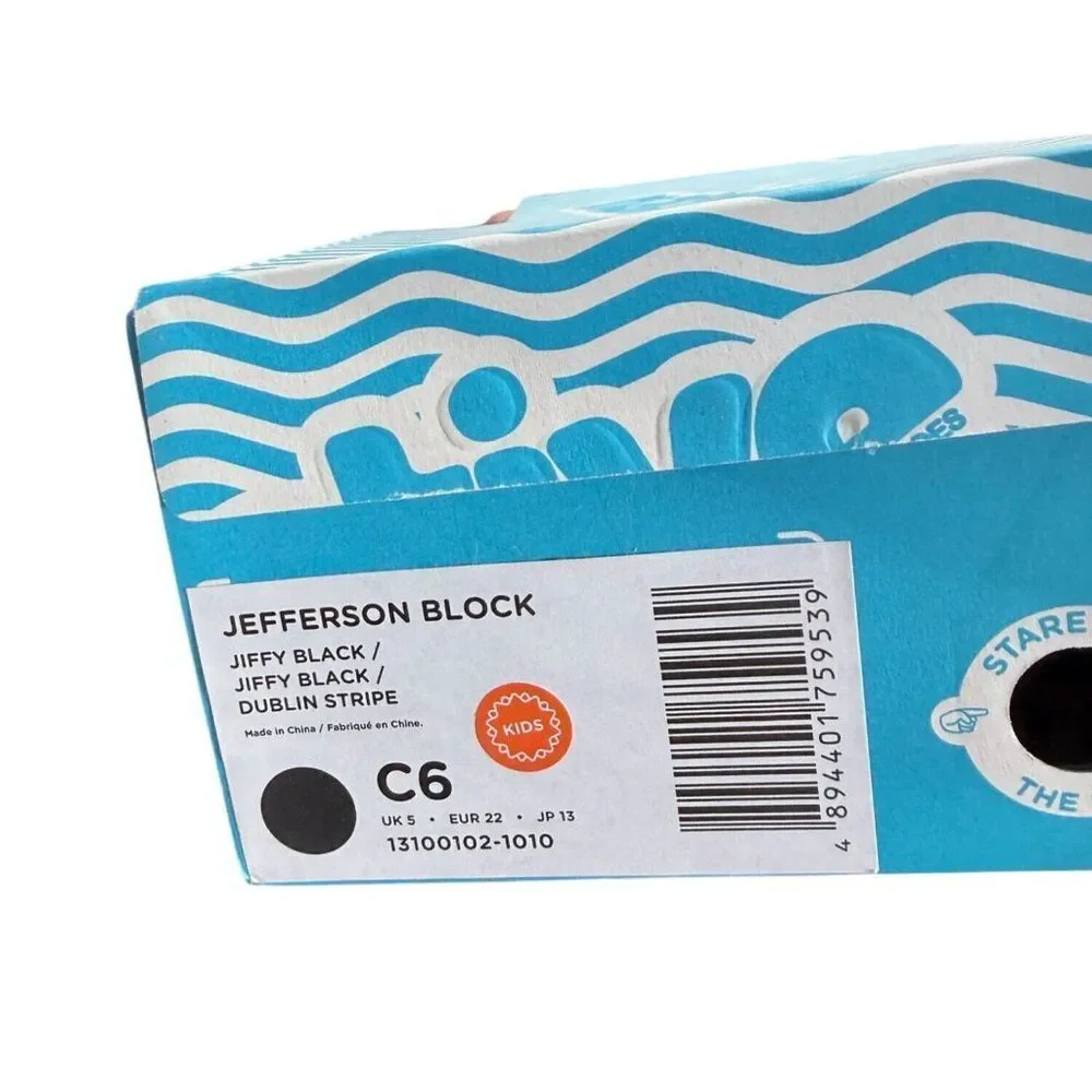 Native Jefferson Kids Slip-On Water Shoes Jiffy Black Dublin Stripe C6 Lightweig